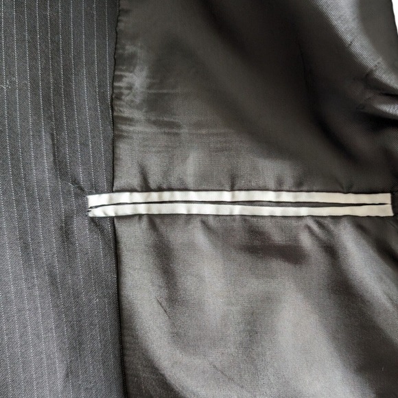 Claiborne 100% Wool Charcoal Pinstriped Suit Jacket Blazer 42 R New With Tags - Picture 7 of 13